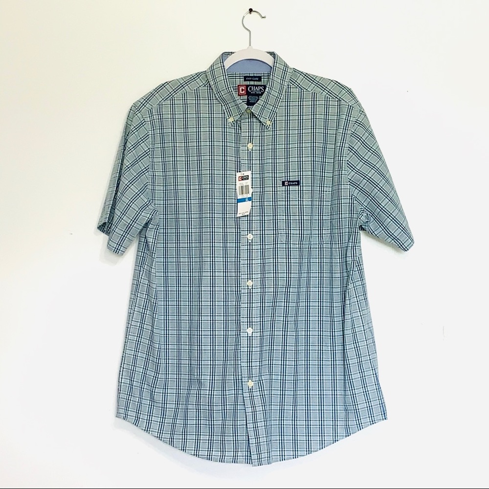 NWT CHAPS Mens Button Down Short Sleeve XL Shirt
